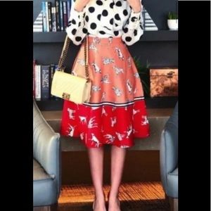 Anthropologie Dalmation Print Flair Skirt